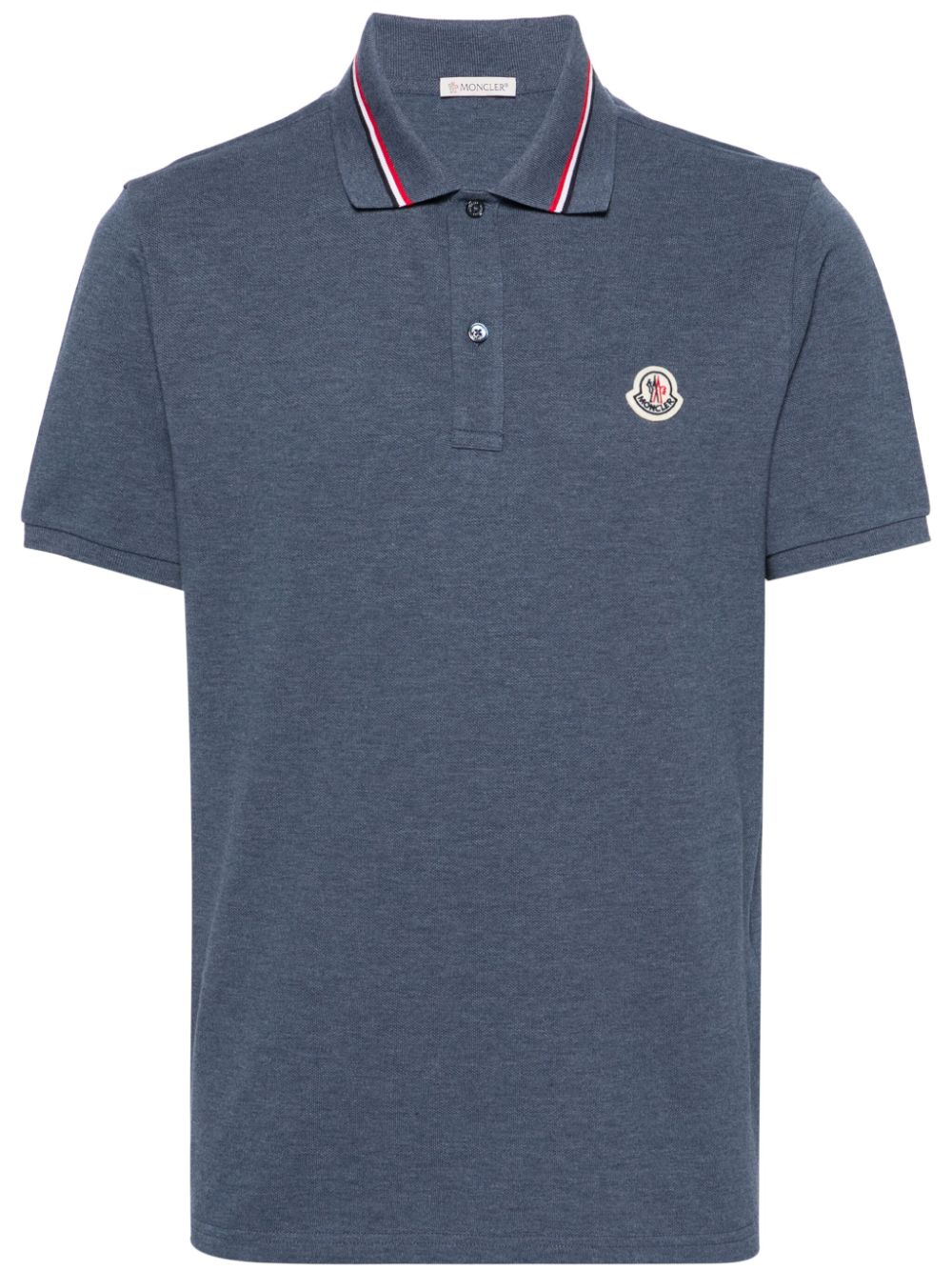 Moncler logo-patch piqué polo shirt - Blue von Moncler