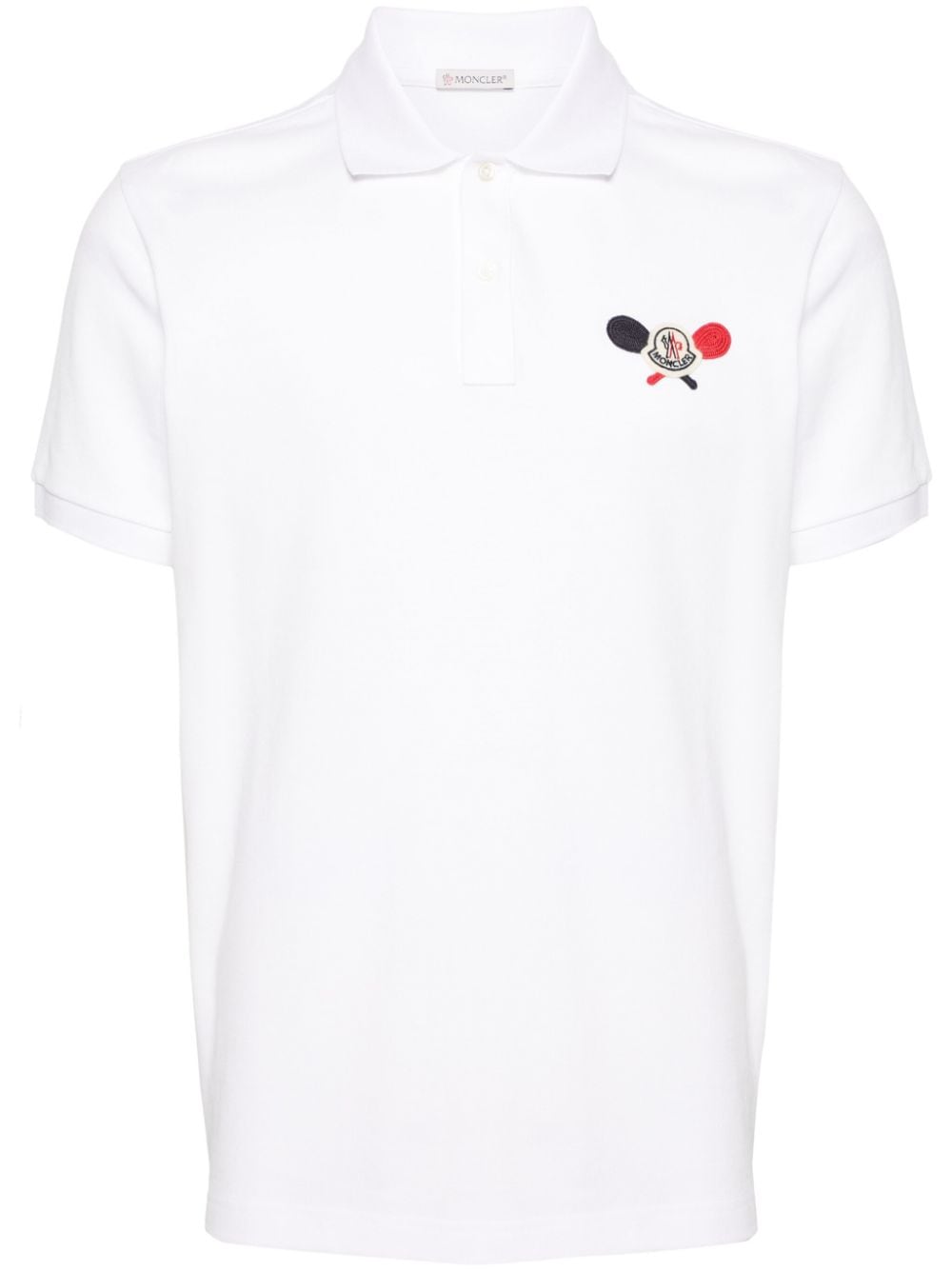 Moncler logo-patch piqué-weave polo shirt - White von Moncler
