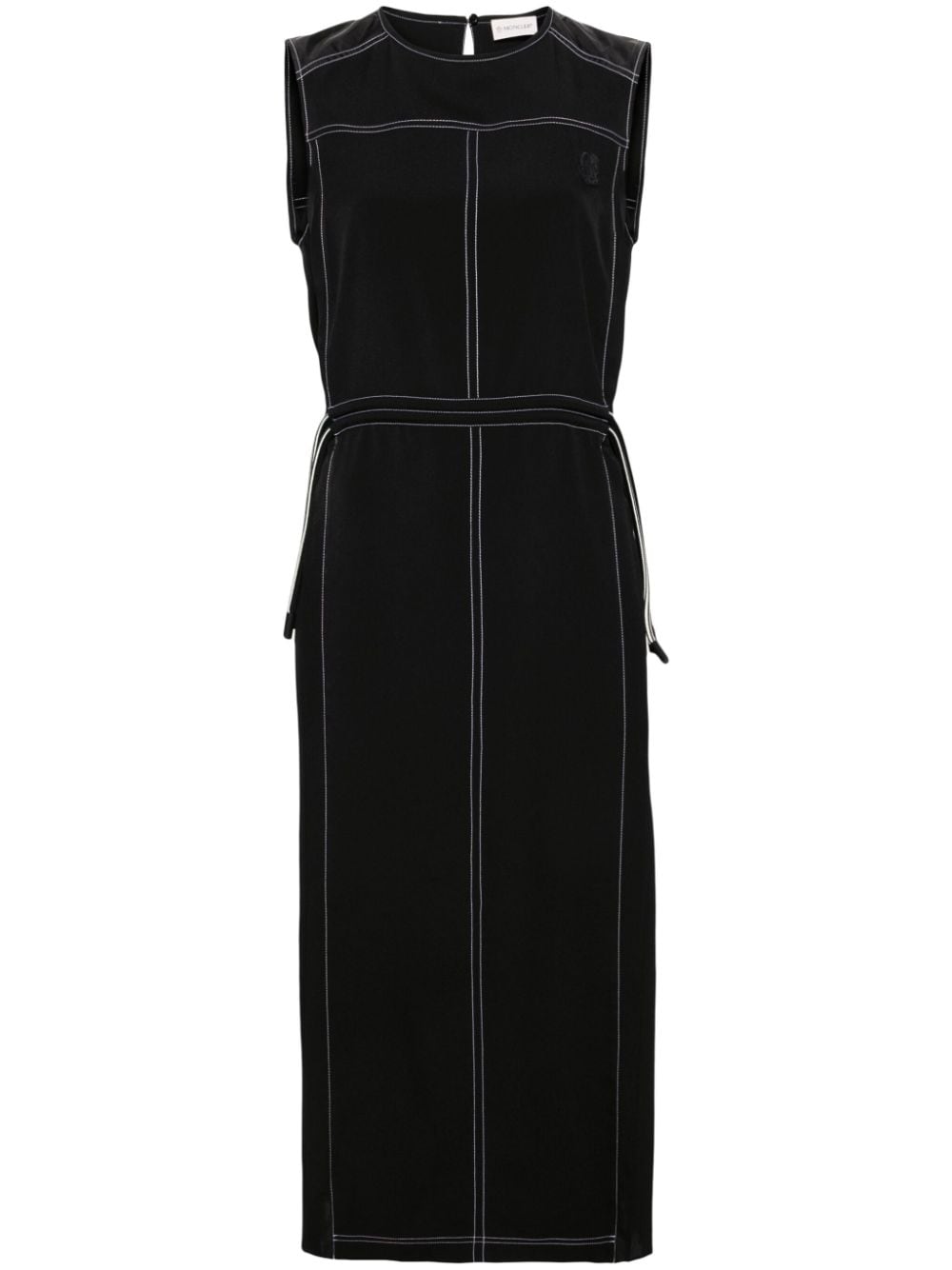 Moncler logo-patch pleated midi dress - Black von Moncler