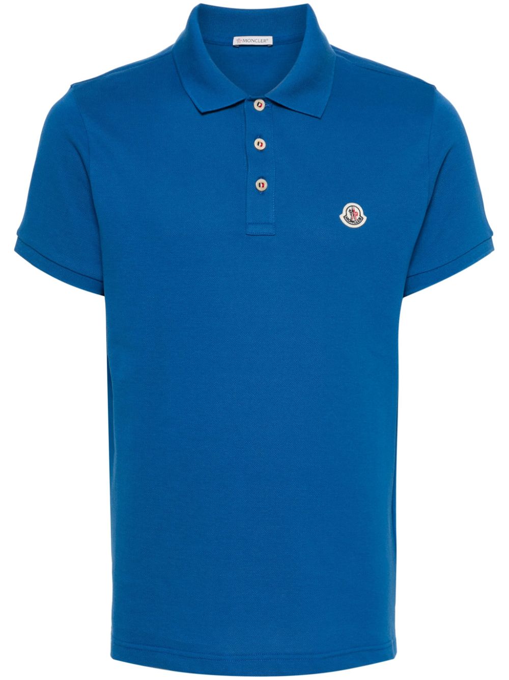 Moncler logo-appliqué polo shirt - Blue von Moncler