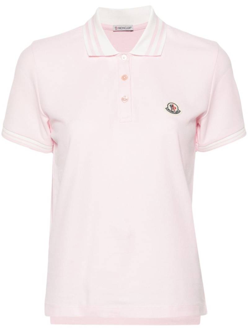 Moncler logo-patch polo shirt - Pink von Moncler