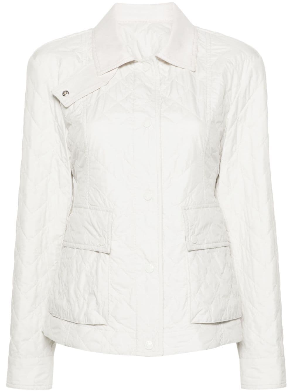 Moncler logo-patch quilted shirt jacket - White von Moncler