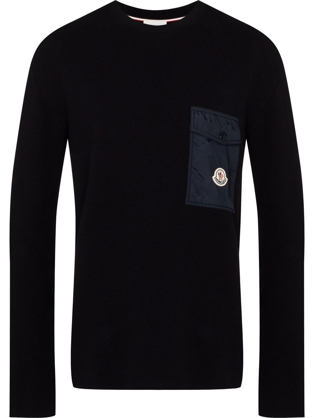 Moncler logo-patch ribbed jumper - Blue von Moncler