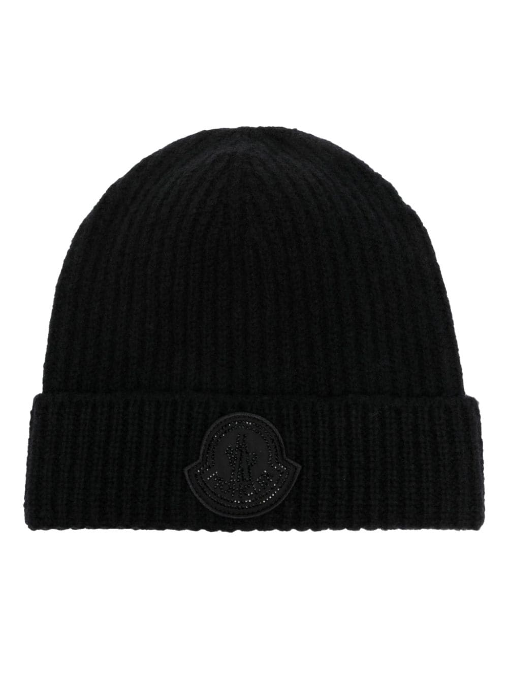 Moncler logo-patch ribbed-knit beanie - Black von Moncler