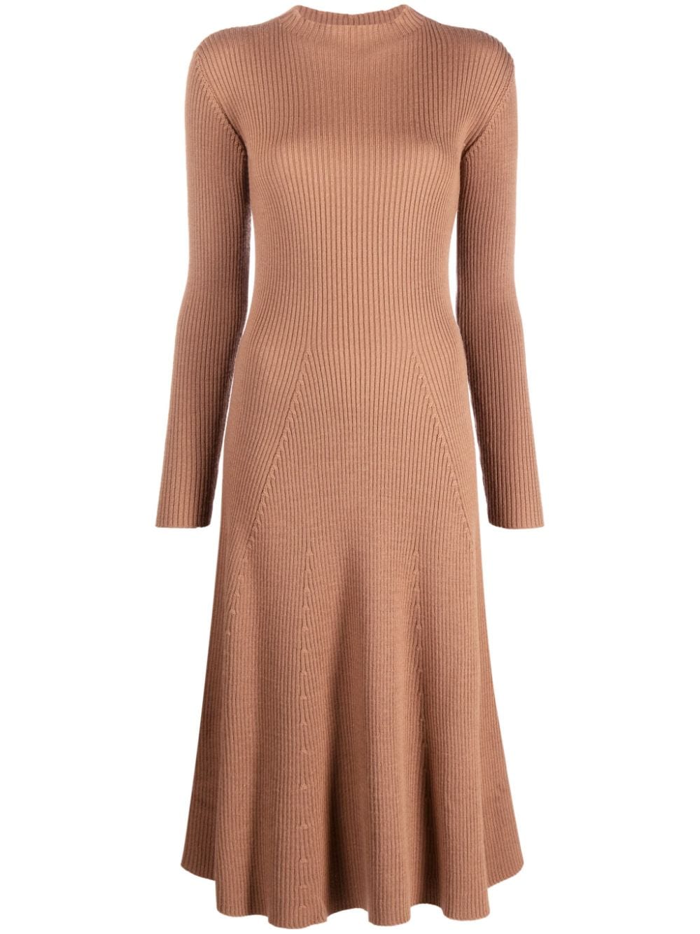 Moncler logo-appliqué wool-blend dress - Brown von Moncler