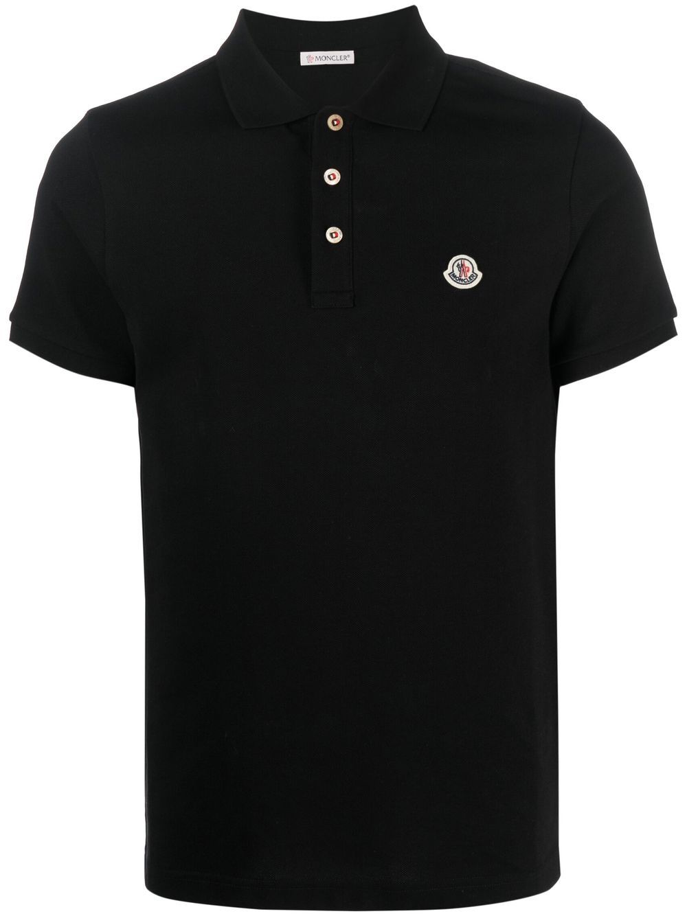 Moncler logo-patch short-sleeve polo shirt - Black von Moncler