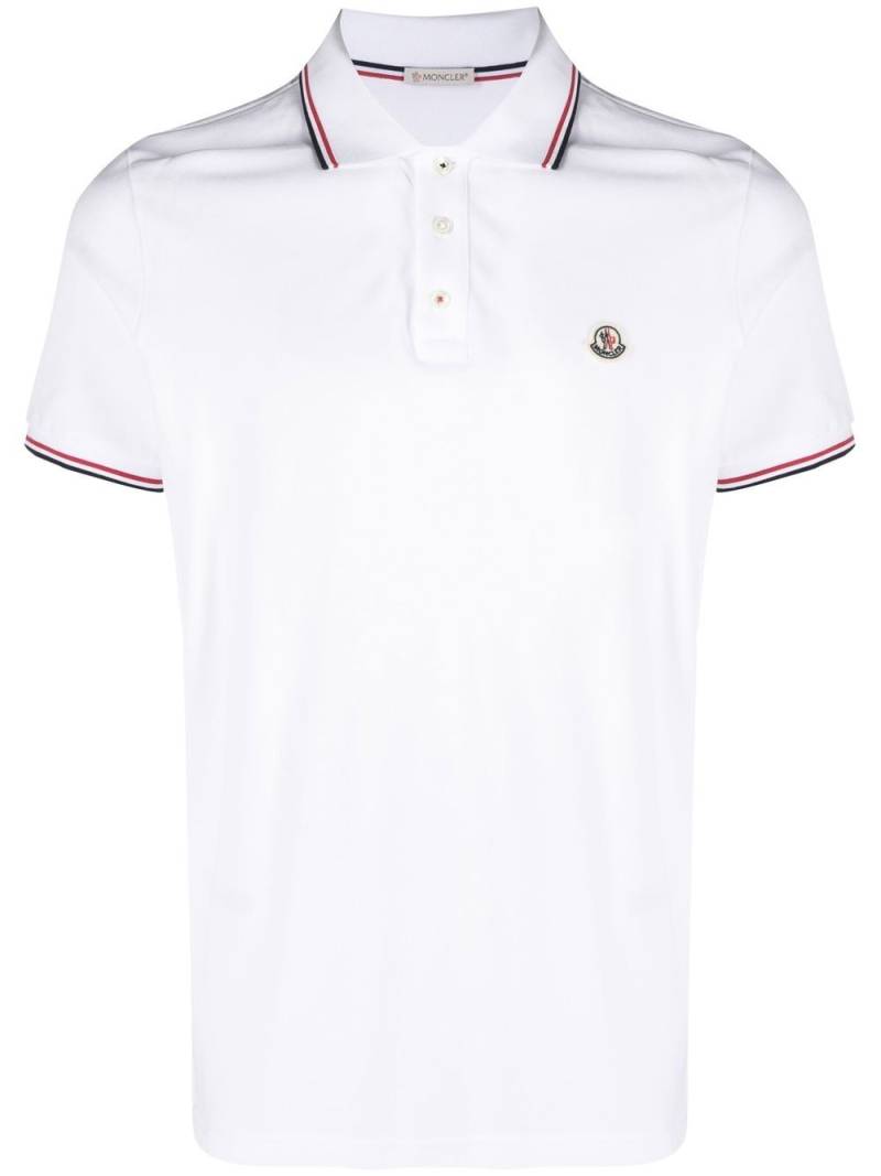 Moncler logo-patch short-sleeve polo shirt - White von Moncler