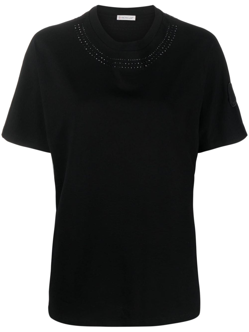 Moncler logo-patch studded cotton T-shirt - Black von Moncler