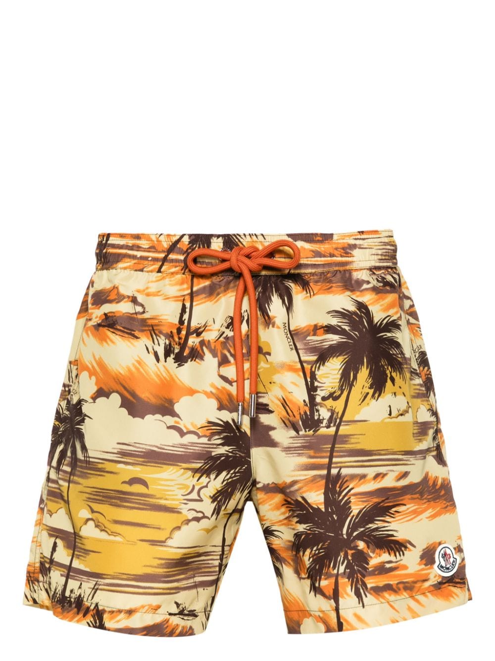 Moncler logo-patch swim shorts - Brown von Moncler