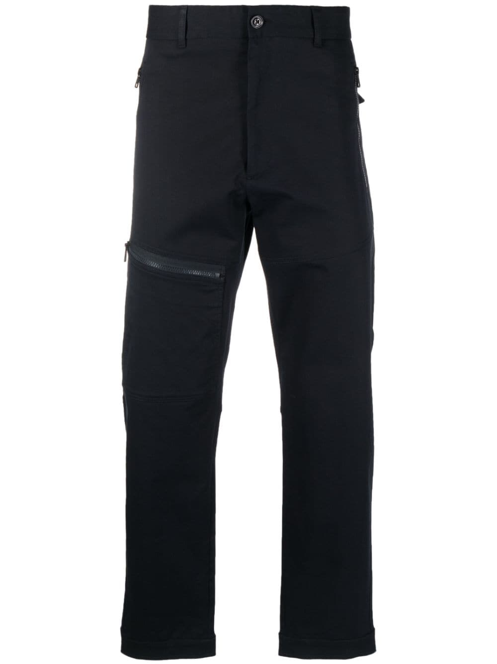 Moncler logo-patch twill tapered-leg trousers - Blue von Moncler