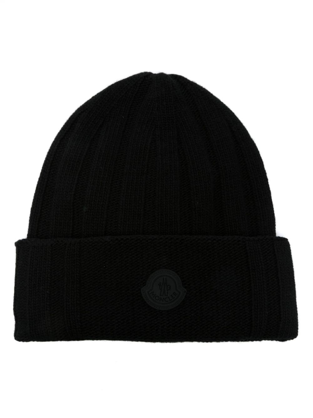 Moncler logo-patch wool beanie - Black von Moncler