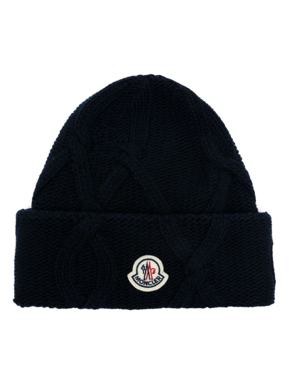 Moncler logo-patch wool beanie - Blue von Moncler