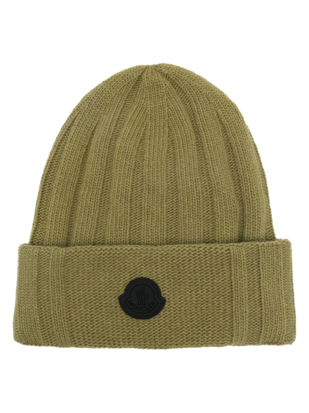 Moncler logo-patch wool beanie - Green von Moncler