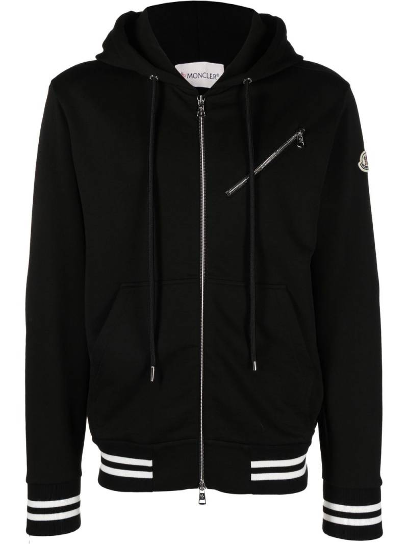 Moncler logo-patch zip-up hoodie - Black von Moncler