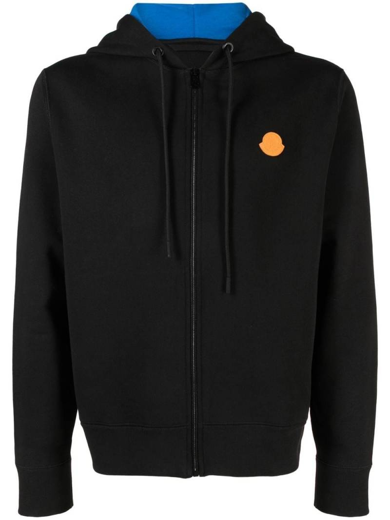 Moncler logo-patch zip-up hoodie - Black von Moncler