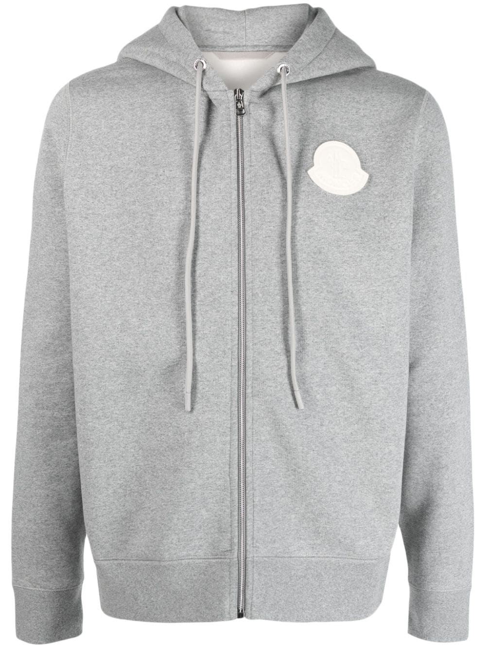 Moncler logo-patch zip-up hoodie - Grey von Moncler