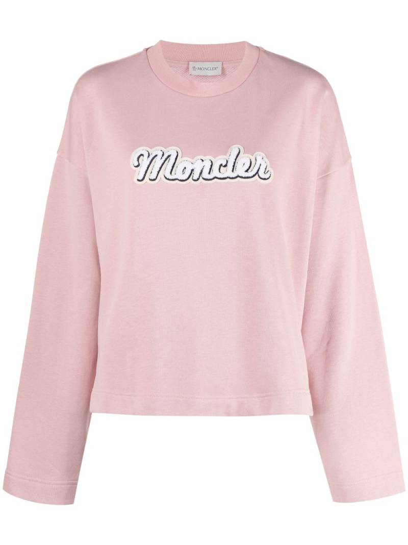 Moncler logo-print long-sleeve T-shirt - Pink von Moncler