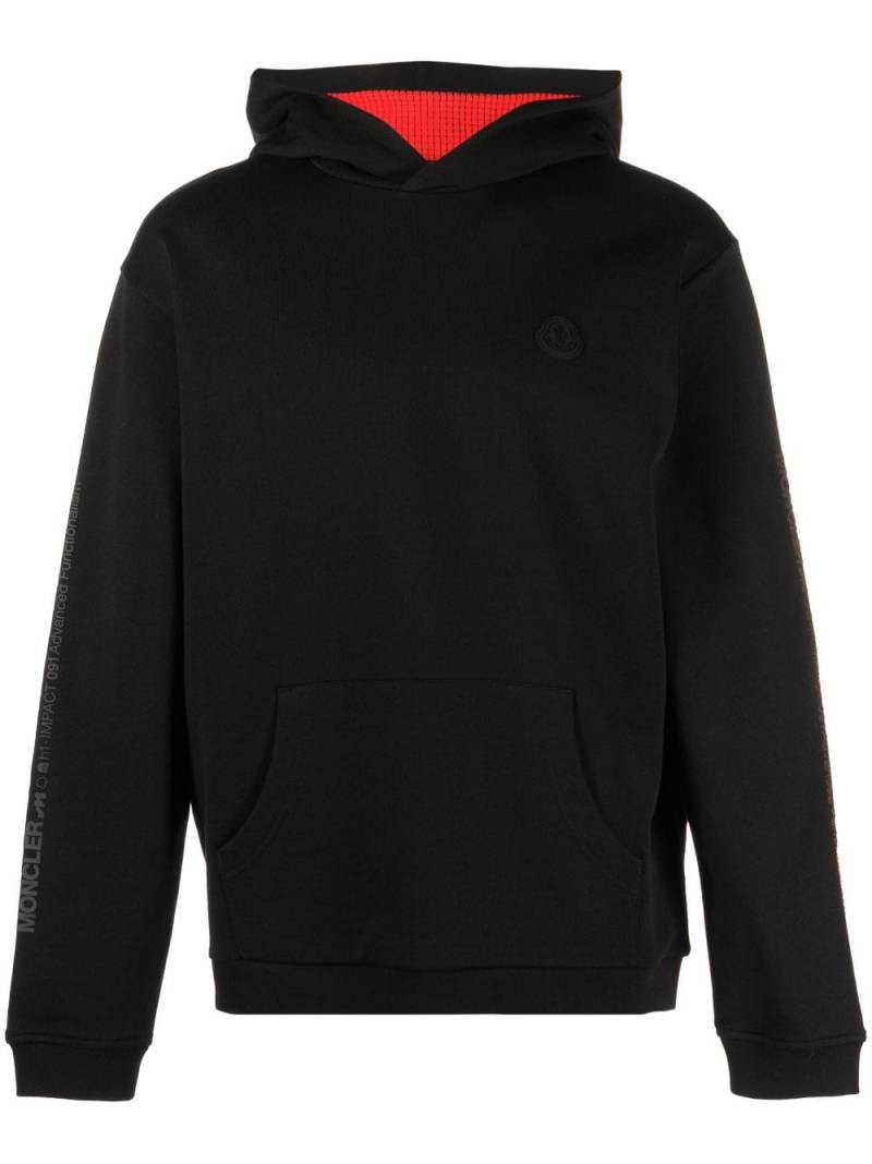 Moncler logo-print sleeve hoodie - Black von Moncler