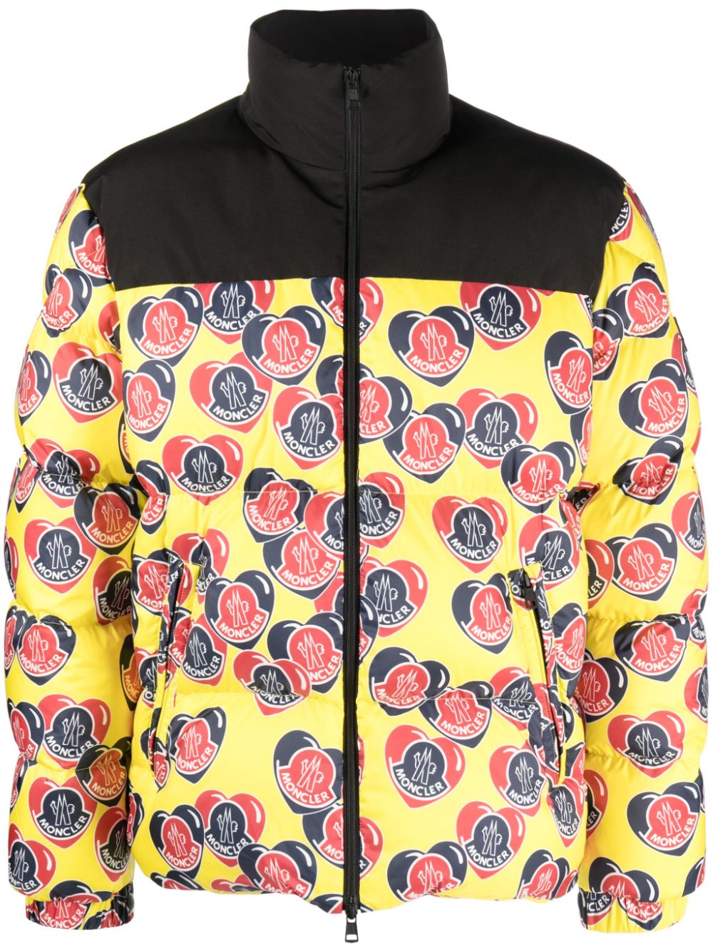 Moncler logo-print zip-up down jacket - Black von Moncler