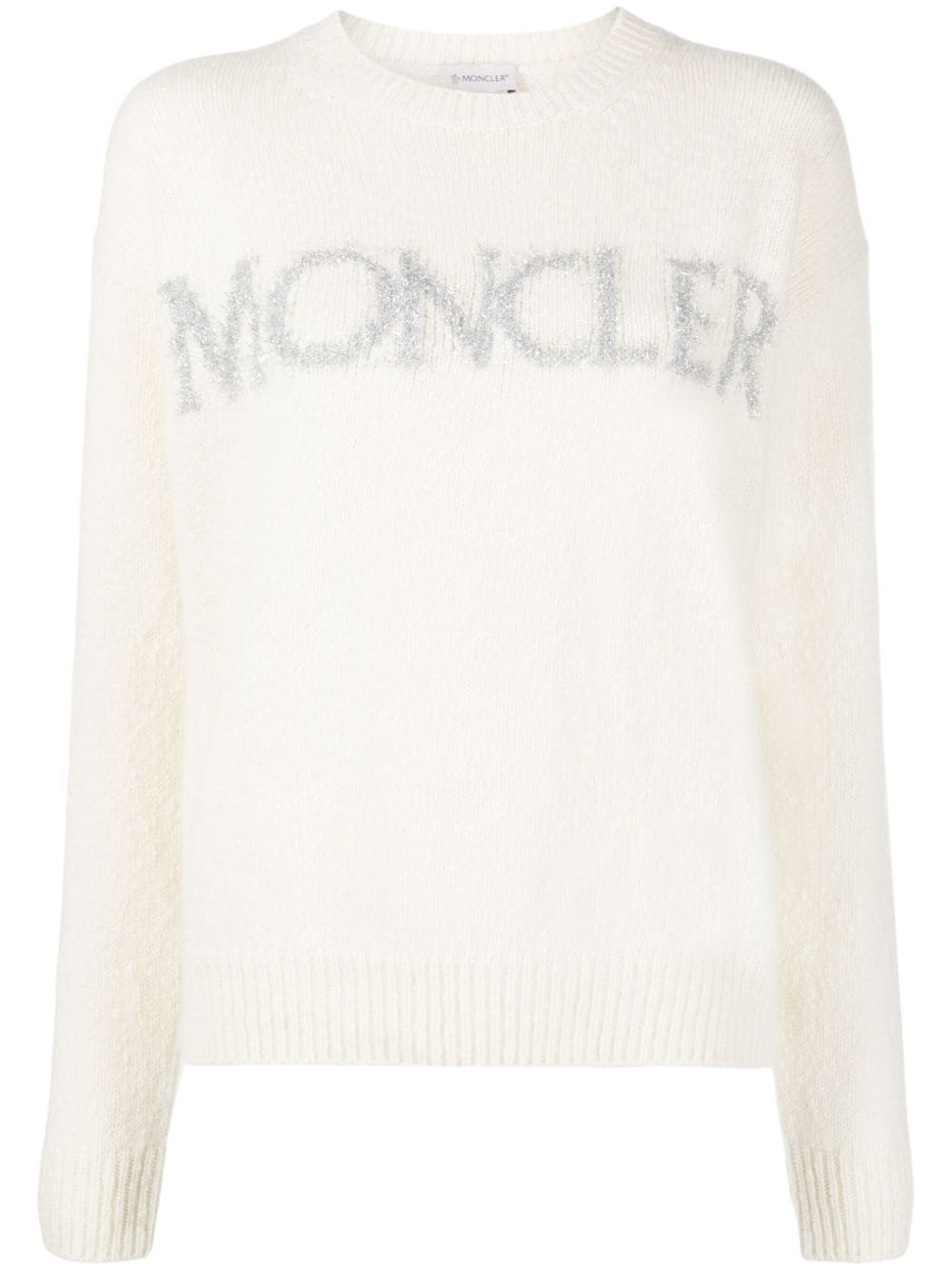 Moncler metallic logo-intarsia jumper - White von Moncler