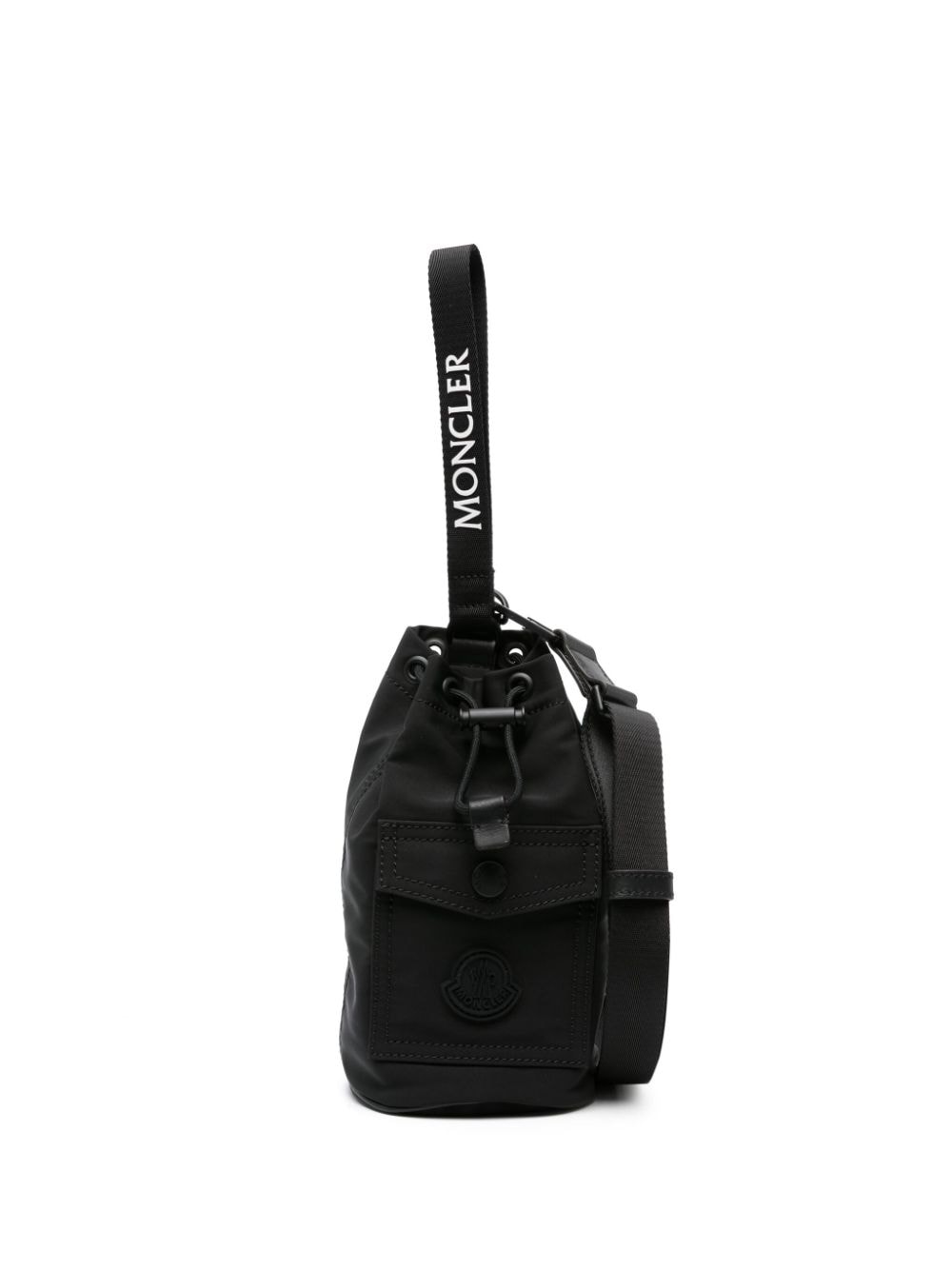 Moncler mini logo-patch bucket bag - Black von Moncler