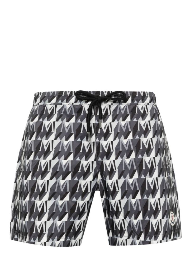 Moncler monogram-print swim shorts - Black von Moncler