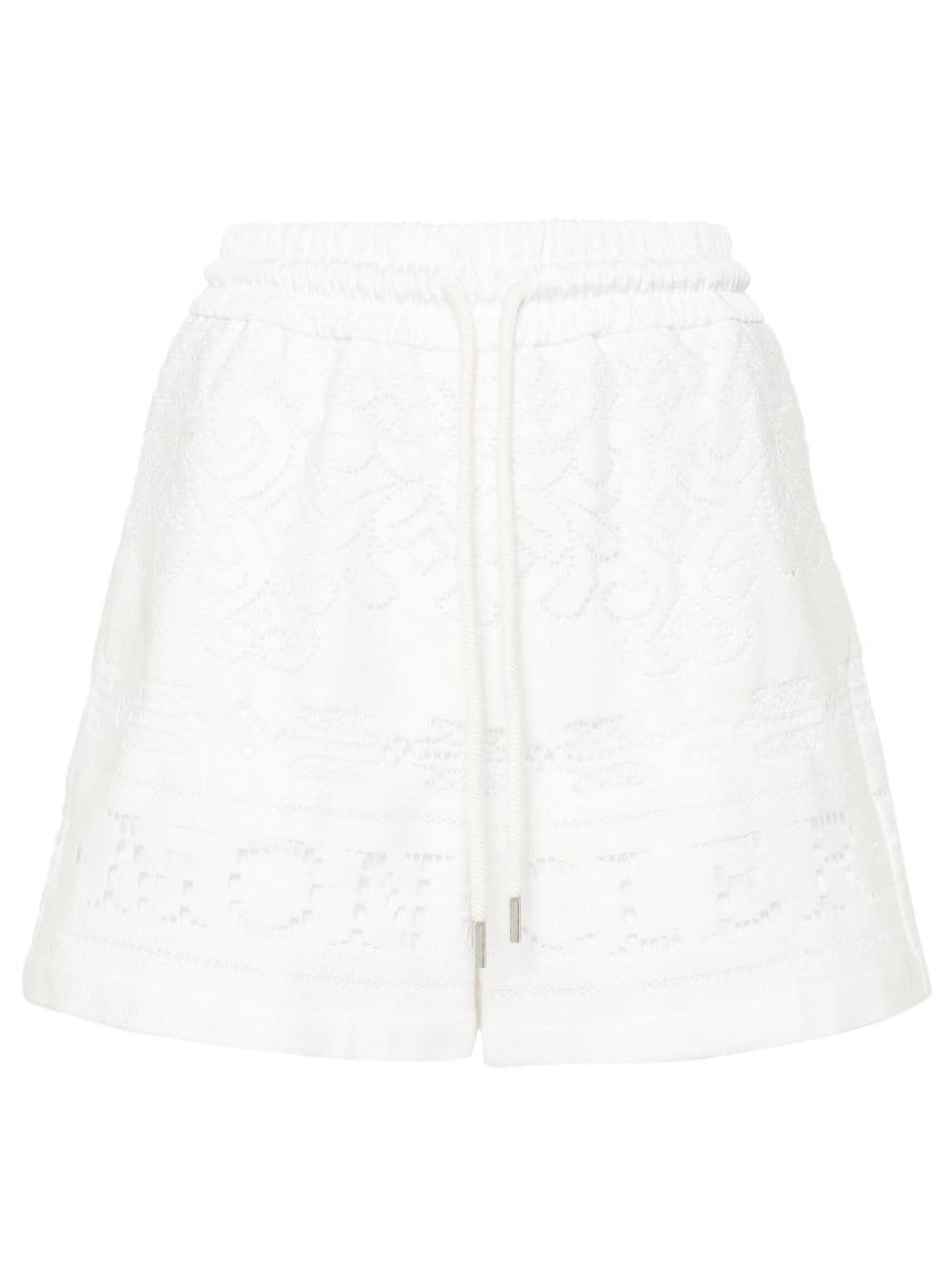 Moncler perforated-logo lace shorts - White von Moncler