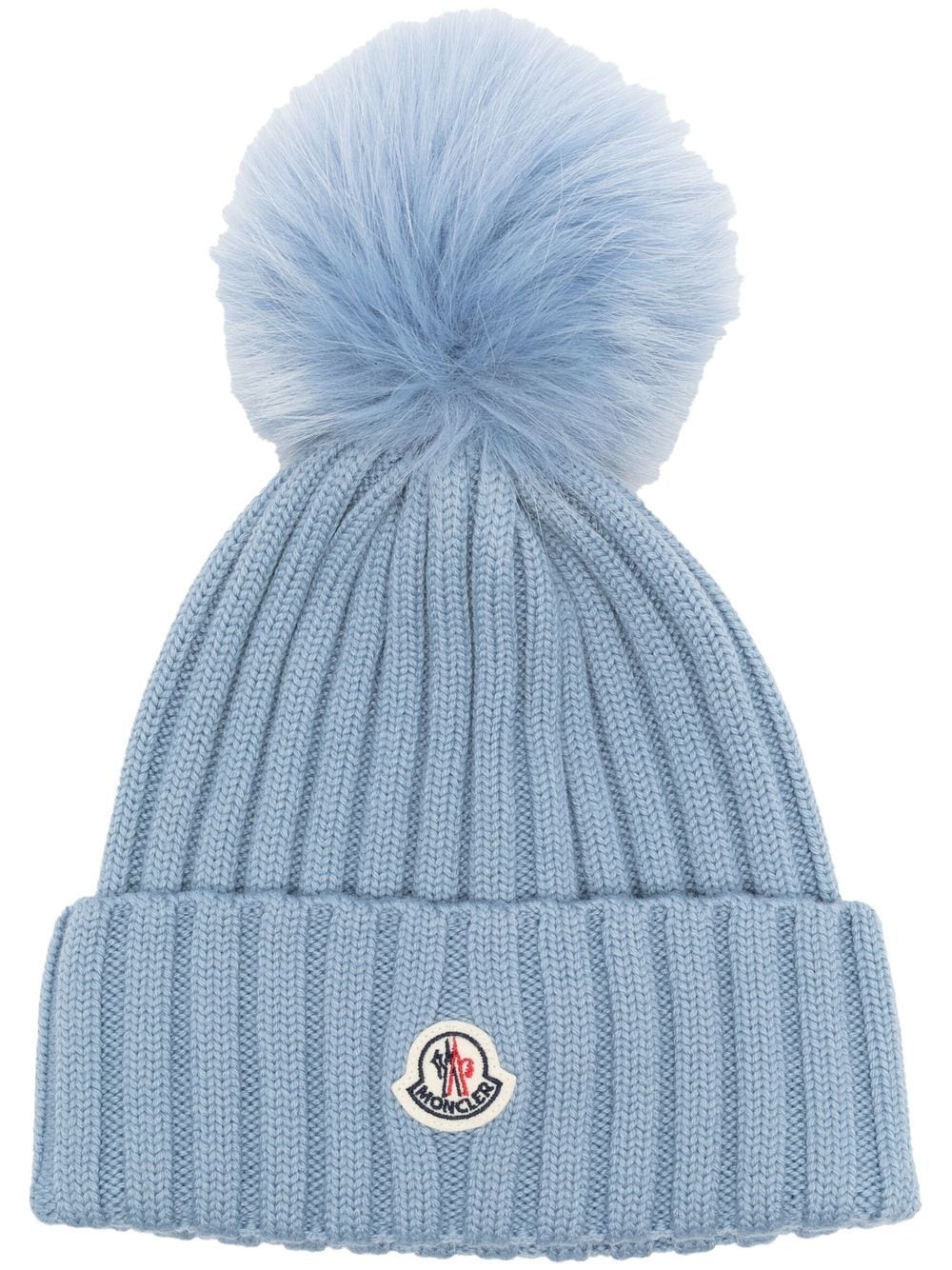 Moncler pompom detail beanie - Blue von Moncler