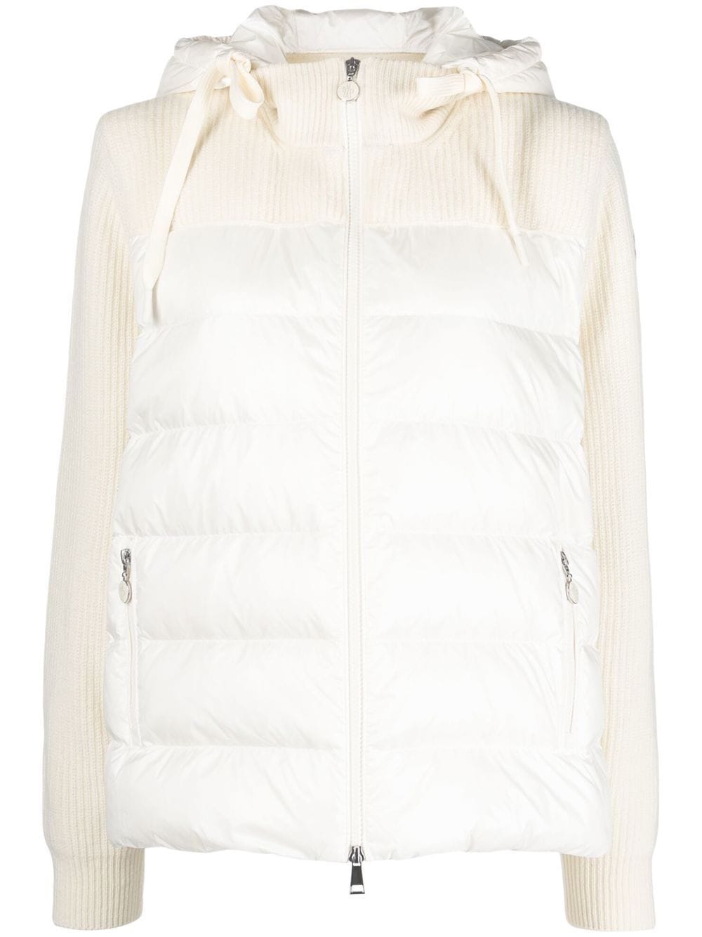 Moncler quilted-panel hooded cardigan - Neutrals von Moncler