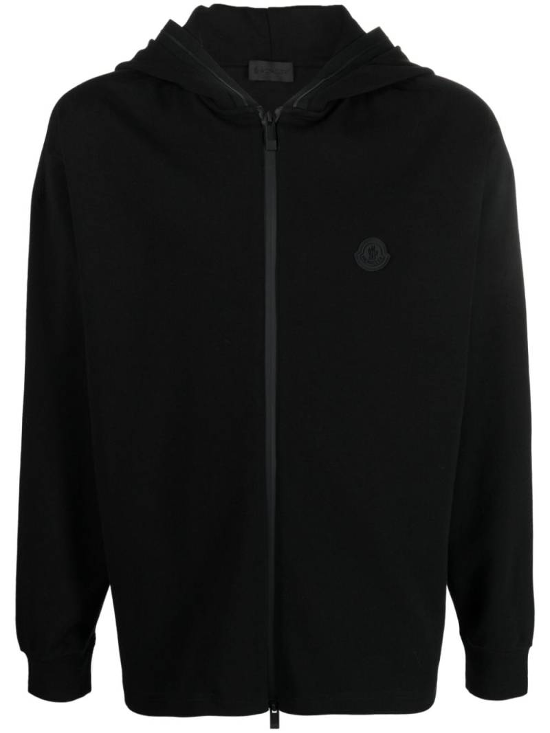 Moncler rubberised logo-patch cotton cardigan - Black von Moncler