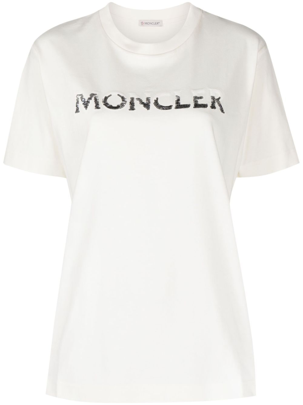 Moncler sequin-embellished cotton T-shirt - White von Moncler