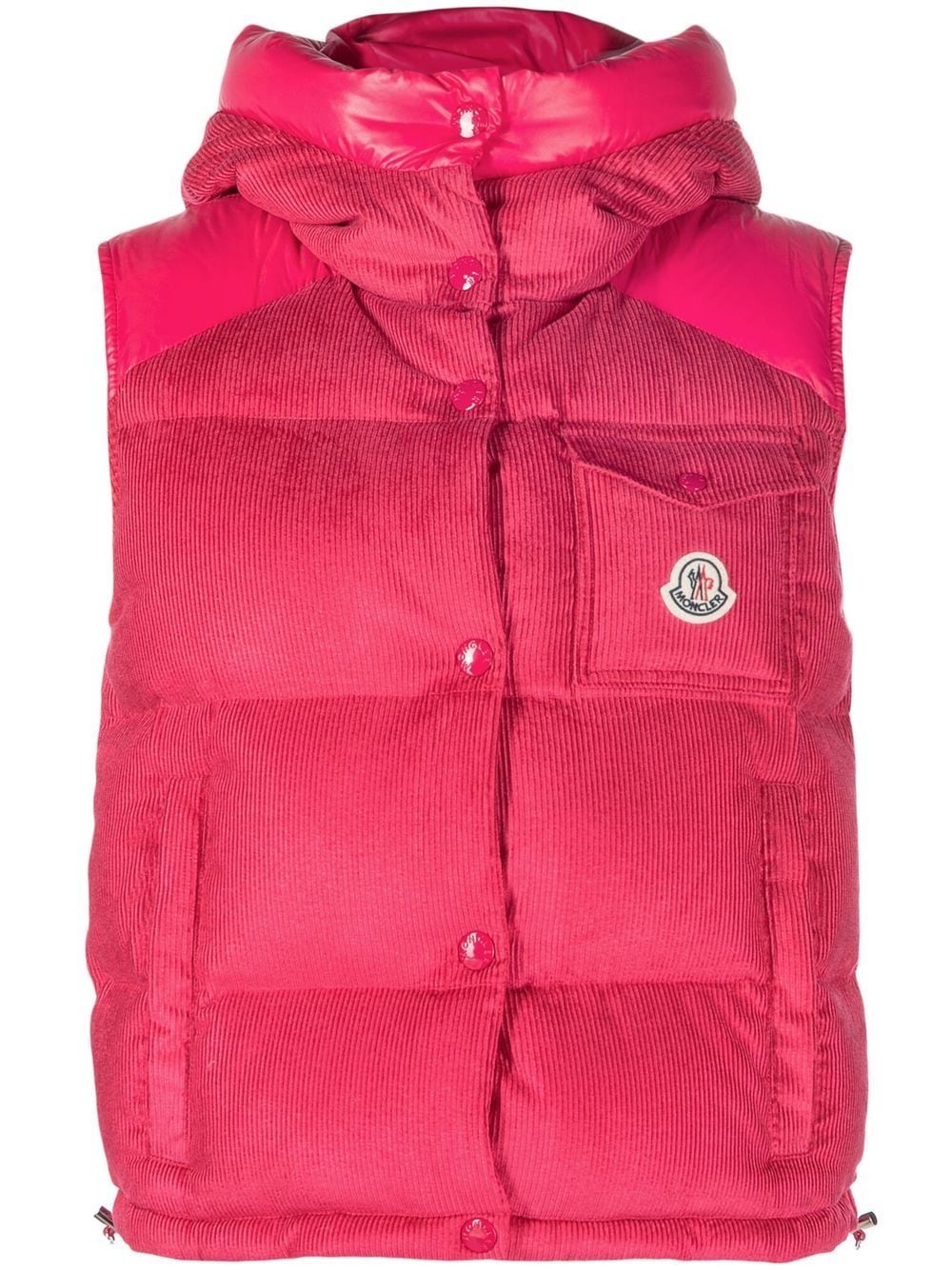 Moncler sleeveless logo-patch gilet - Pink von Moncler