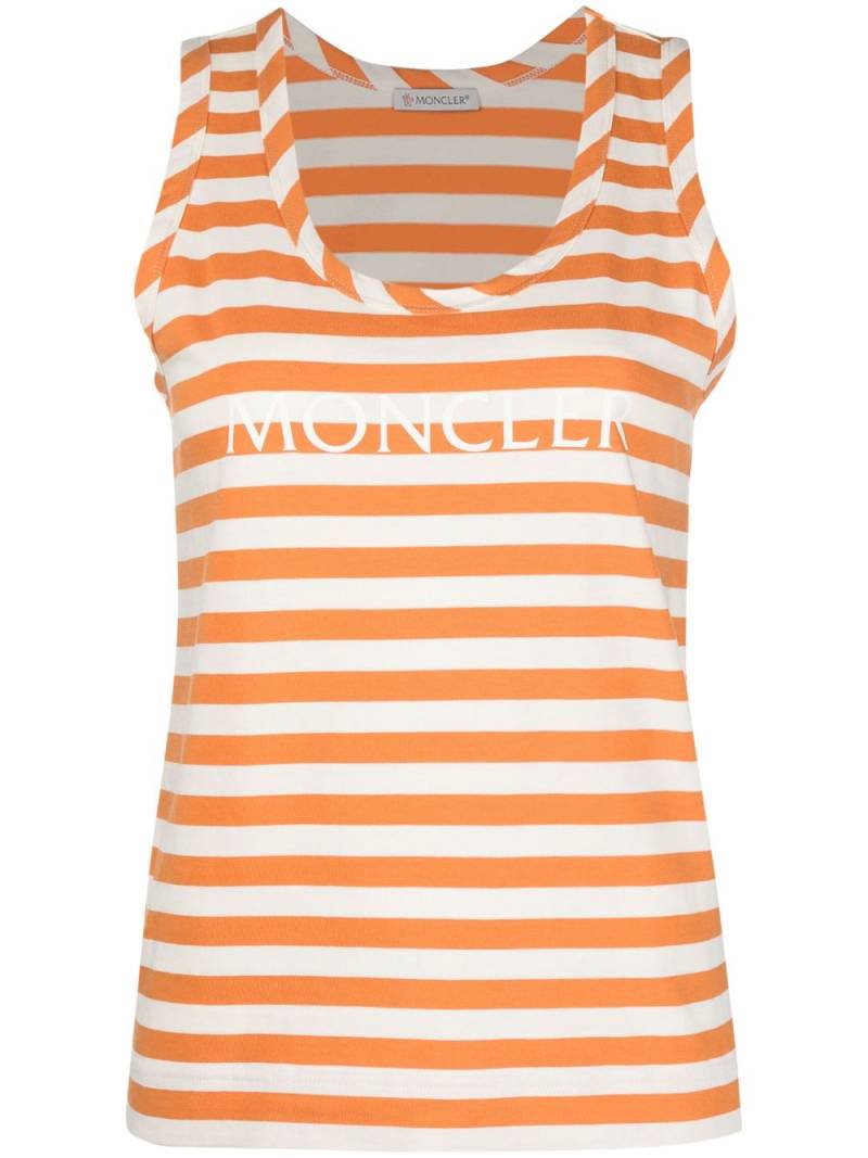 Moncler striped logo-print tank top - Orange von Moncler