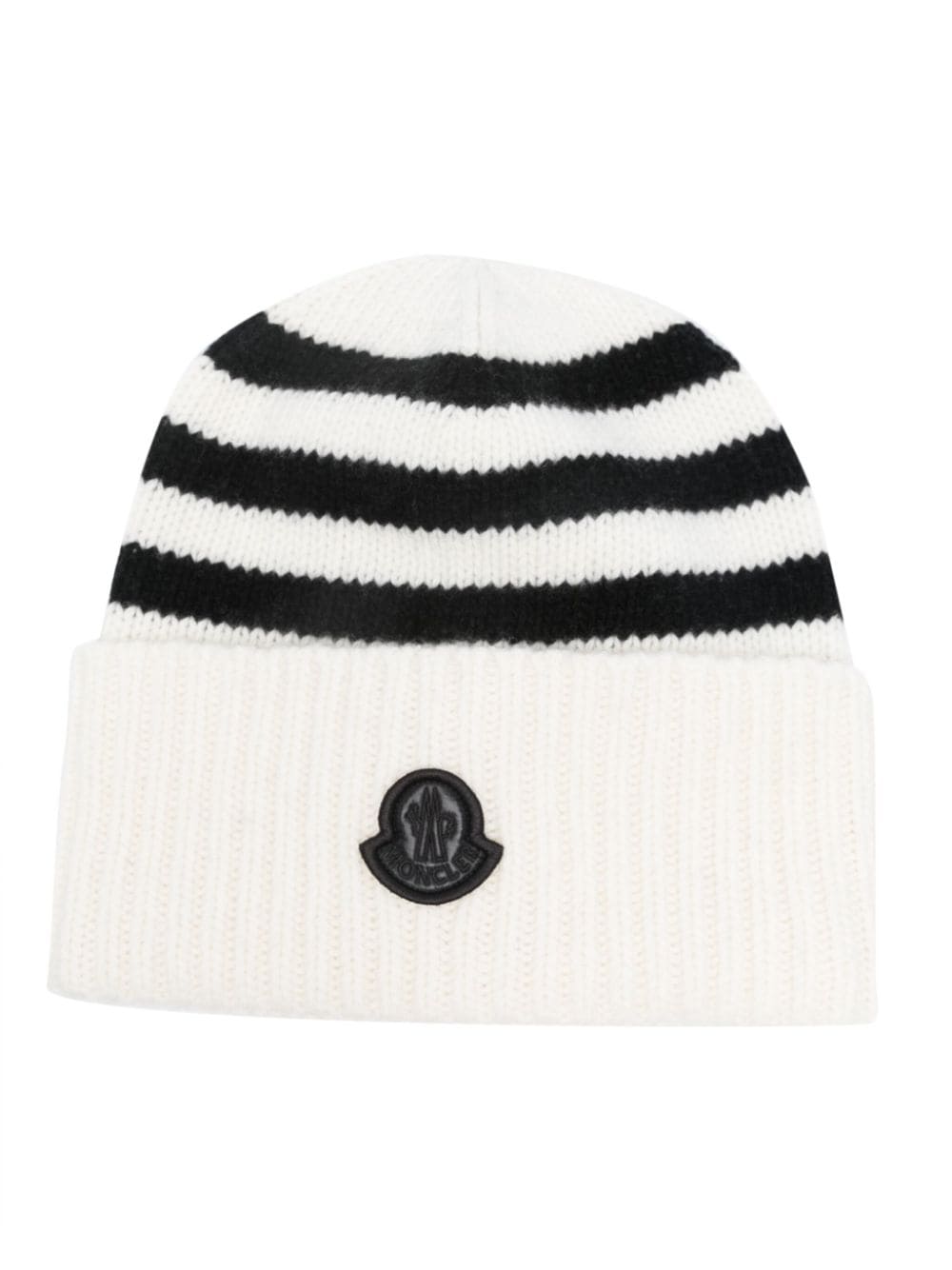 Moncler striped ribbed-knit wool beanie - White von Moncler