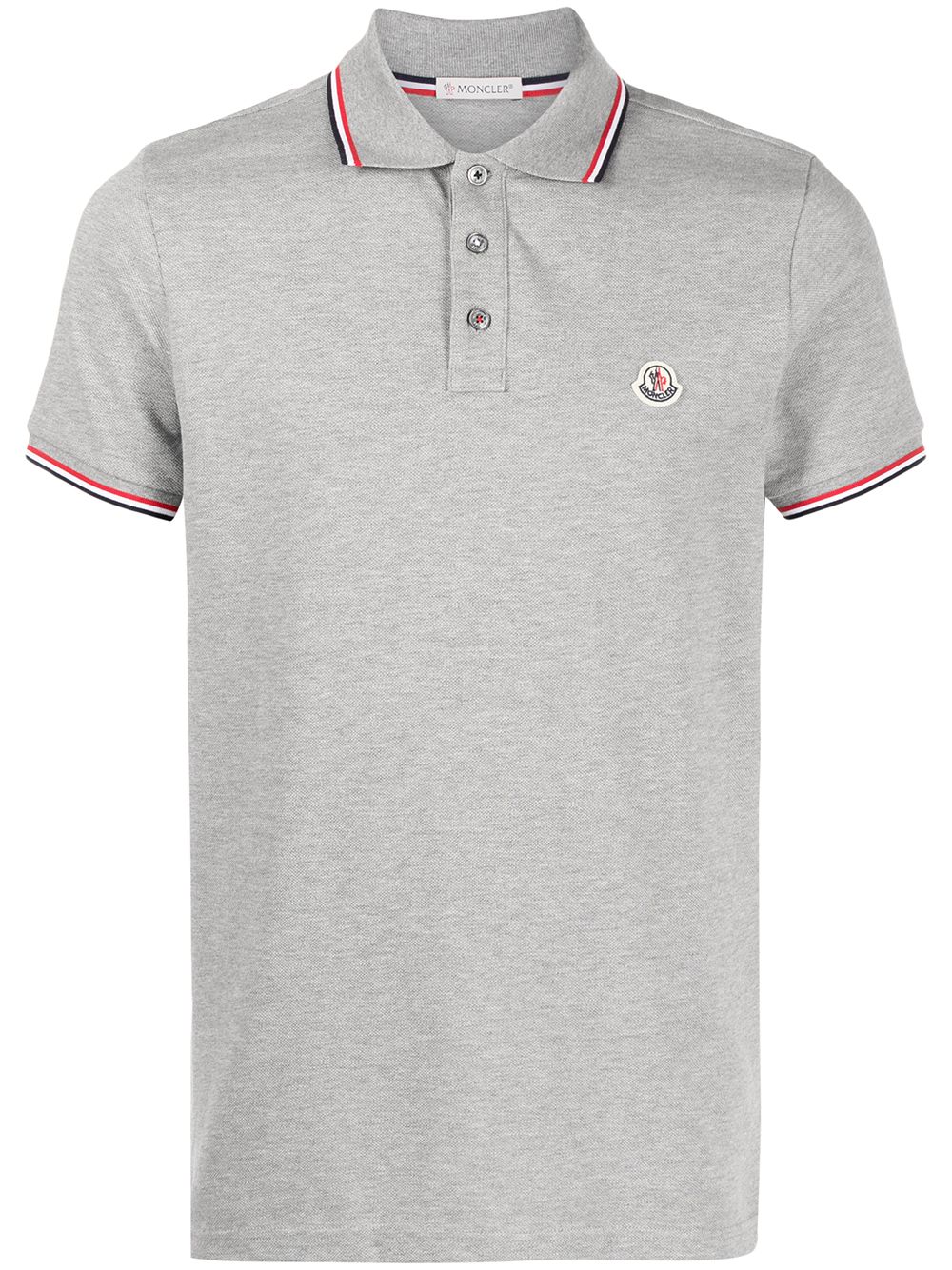 Moncler tricolour-trim piqué polo shirt - Grey von Moncler