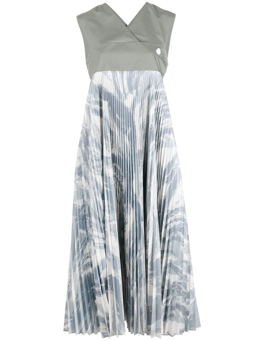 Moncler x HYKE abstract-print pleated dress - Grey von Moncler