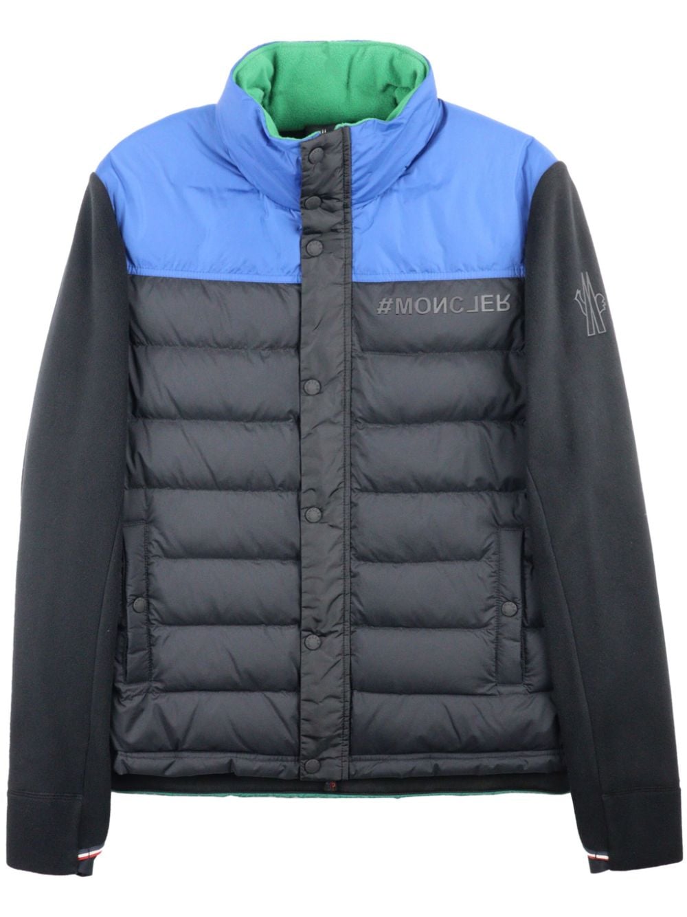 Moncler zip-up panelled puffer jacket - Blue von Moncler