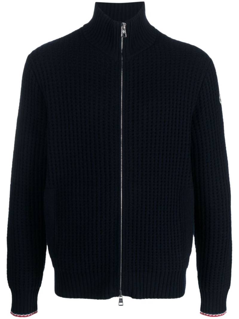 Moncler zipped ribbed-knit cardigan - Blue von Moncler