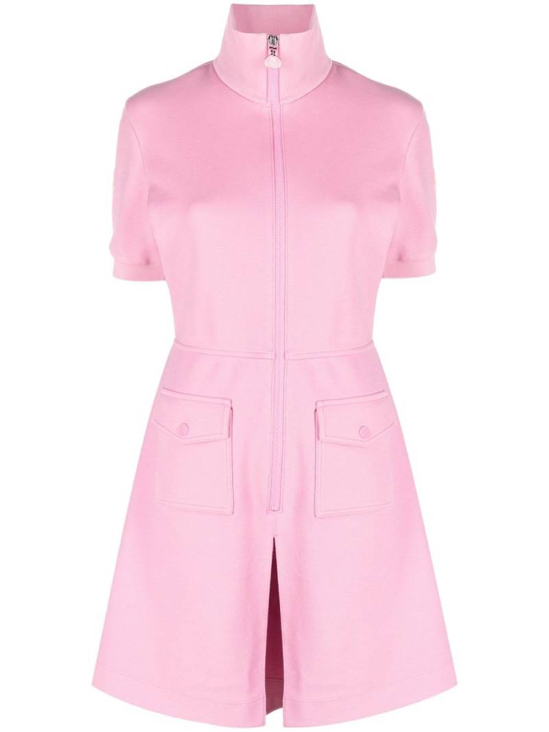 Moncler Pink Zip Fastening Short Sleeve Mini Dress von Moncler