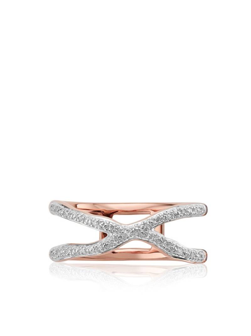 Monica Vinader Riva wave cross ring - Pink von Monica Vinader