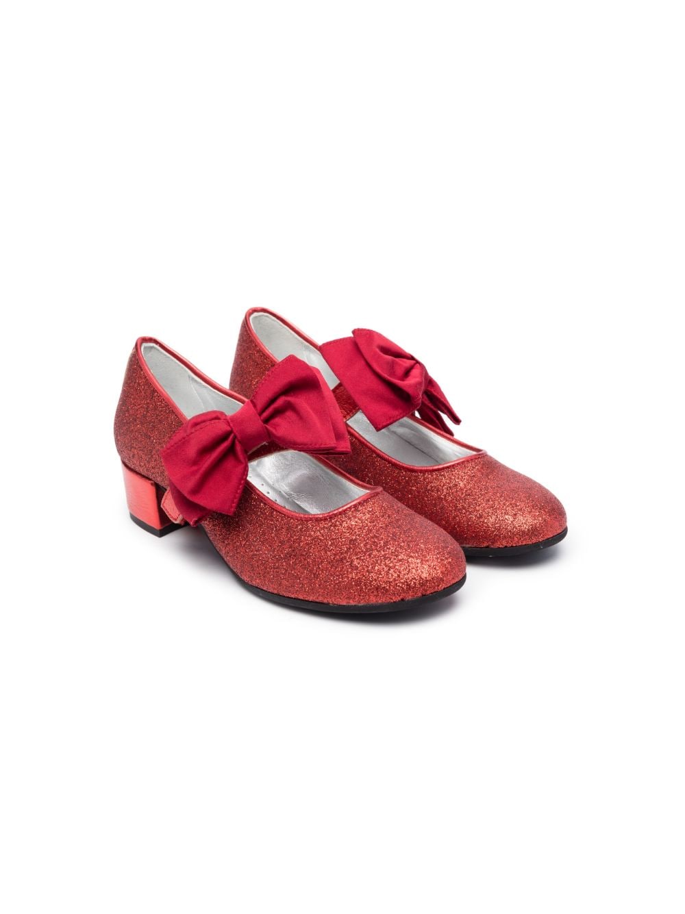 Monnalisa 35mm bow-detail leather ballerina shoes - Red von Monnalisa