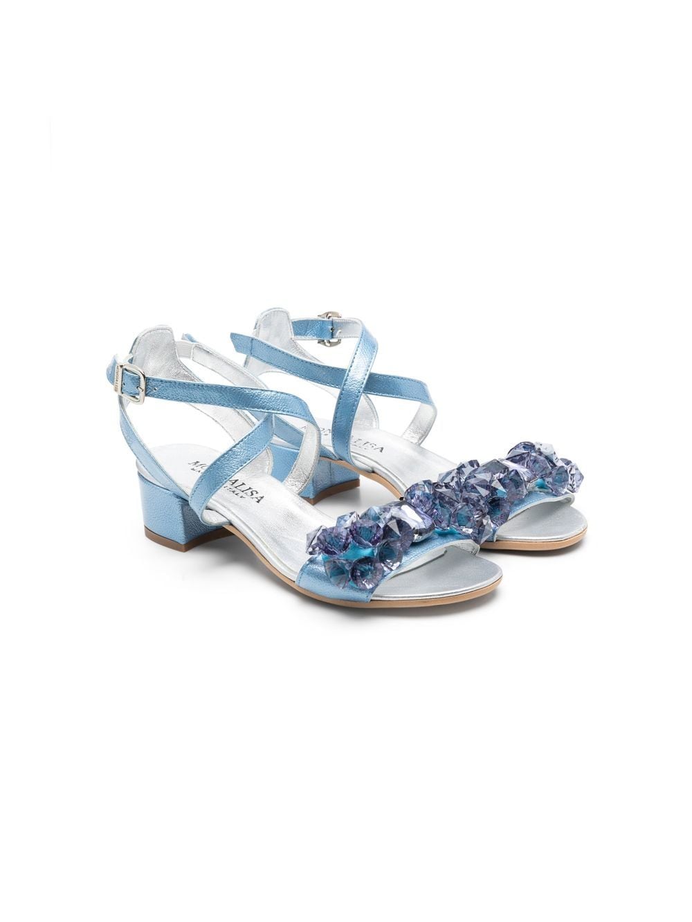 Monnalisa 35mm crystal embellished sandals - Blue von Monnalisa