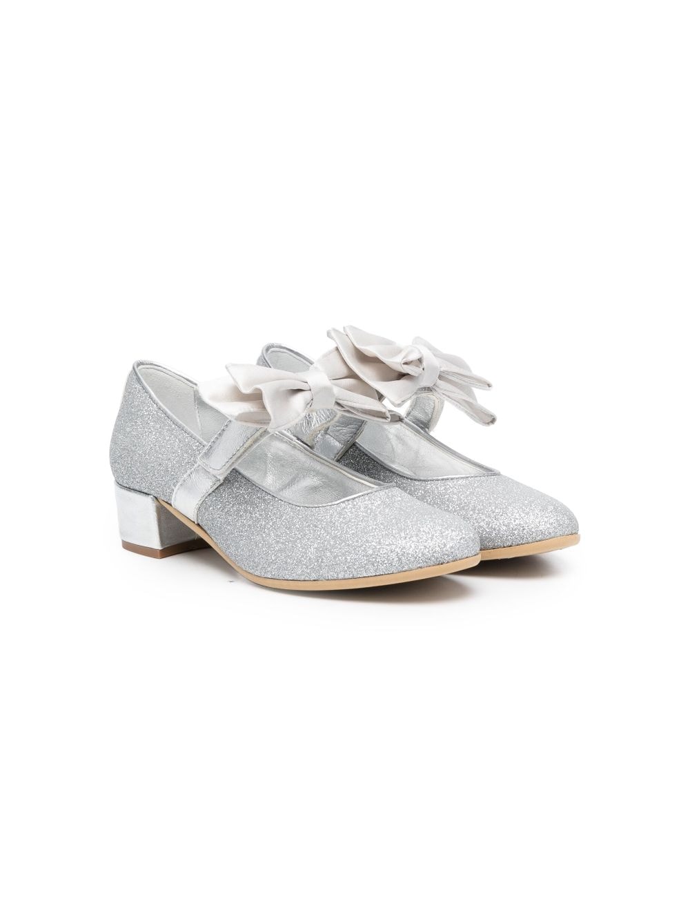 Monnalisa 35mm oversized-bow ballerina shoes - Silver von Monnalisa