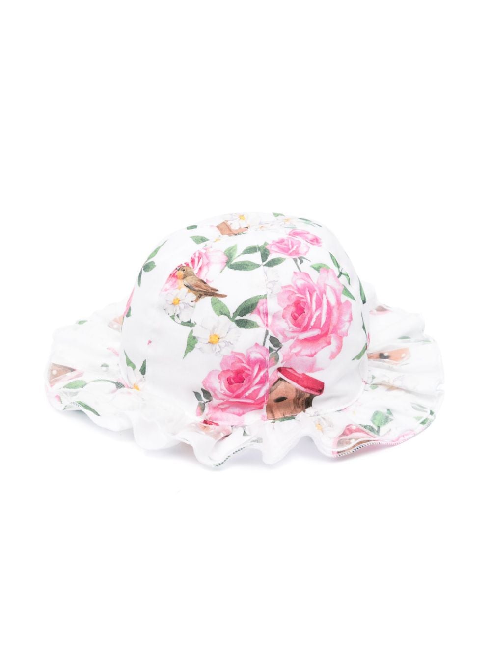 Monnalisa Bird Houses-print sun hat - White von Monnalisa