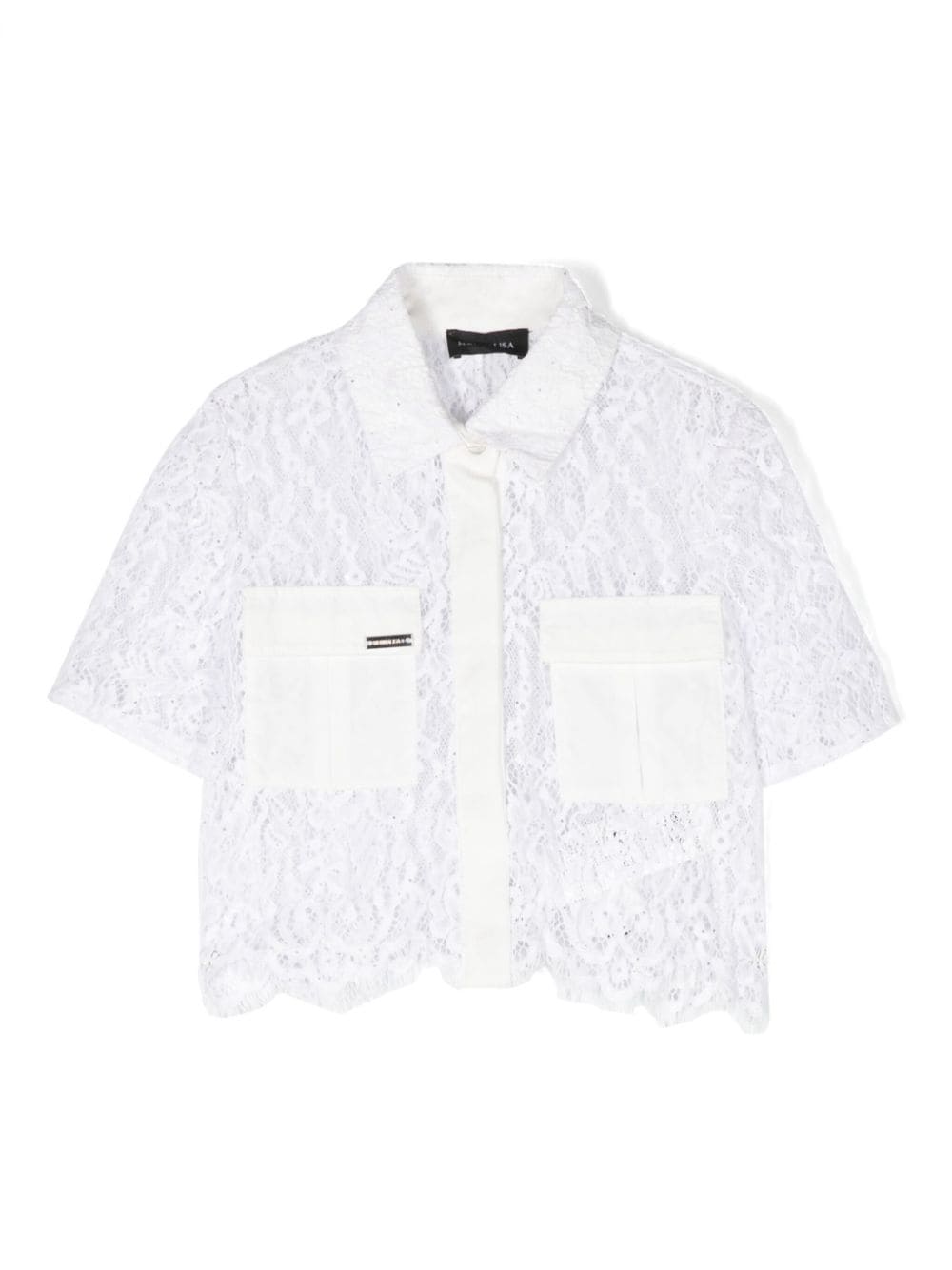 Monnalisa Chantilly-lace cotton shirt - White von Monnalisa