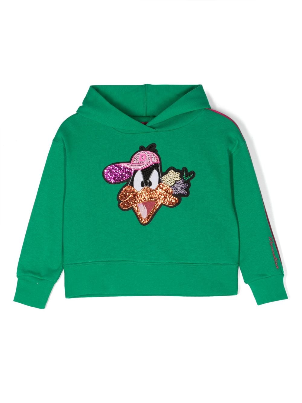 Monnalisa Daffy Duck-appliqué hoodie - Green von Monnalisa
