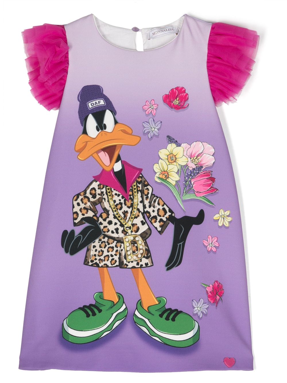 Monnalisa Daffy Duck graphic-print dress - Purple von Monnalisa