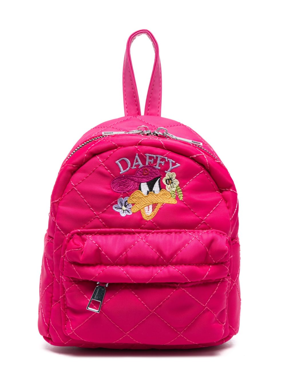 Monnalisa Daffy-embroidered quilted backpack - Pink von Monnalisa