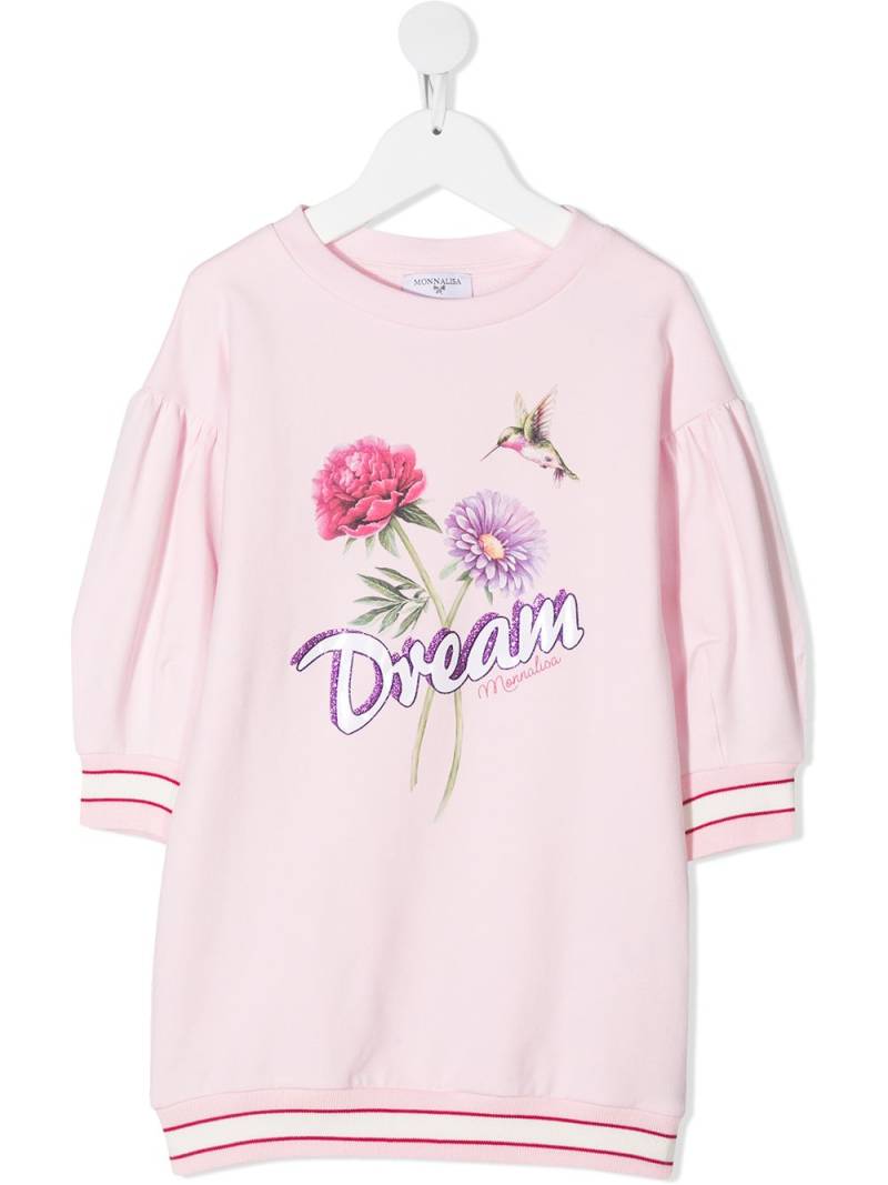 Monnalisa Dream print sweatshirt dress - Pink von Monnalisa