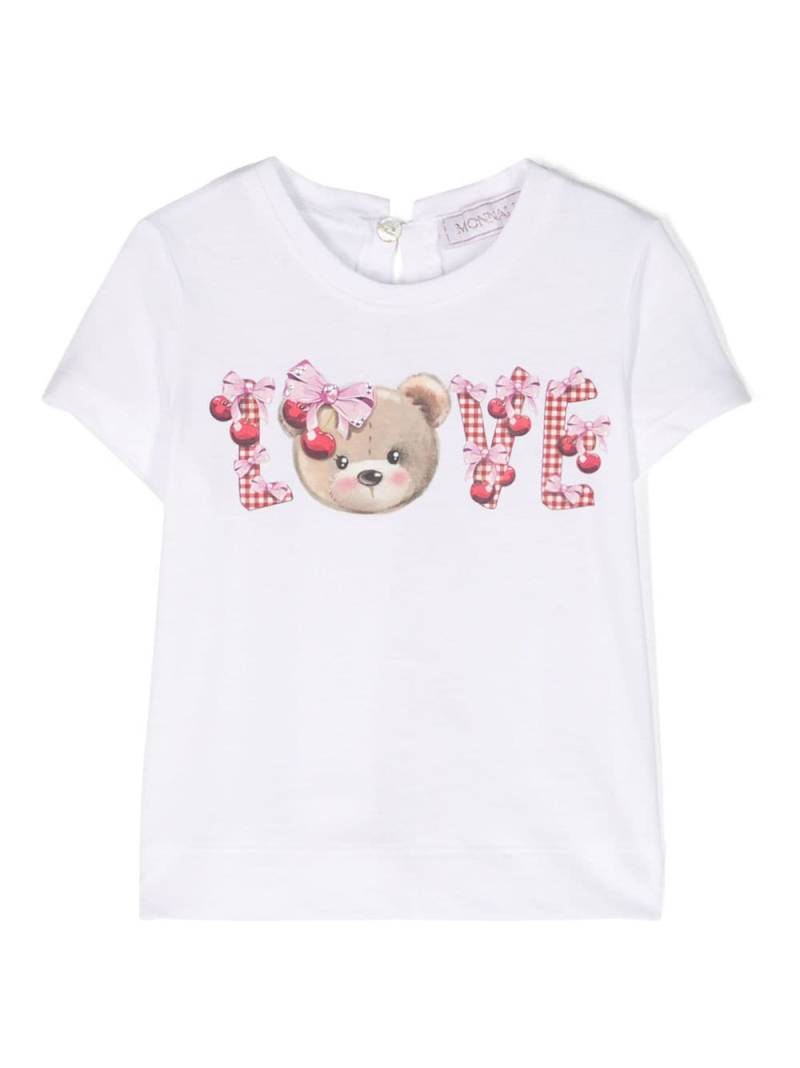 Monnalisa Love-print cotton T-shirt - White von Monnalisa
